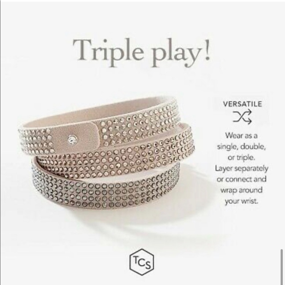 Tri wrap bracelet by Touchstone Crystal in Grey